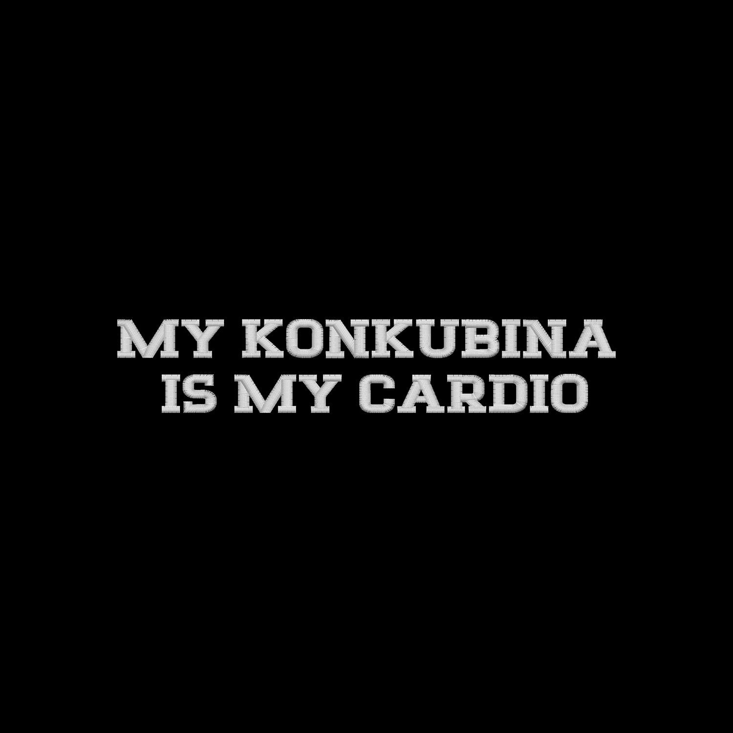Koszulka z haftem "MY KONKUBINA IS MY CARDIO" – zabawna, trwała i pełna charakteru Haft z radości - nadruki i haft na odzieży Warszawa