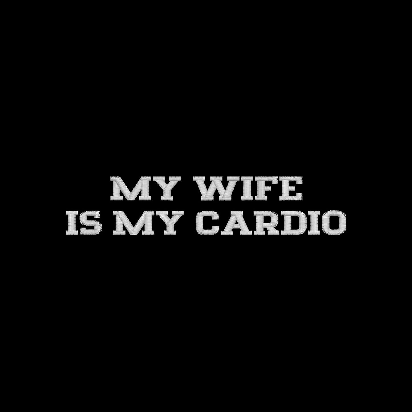Koszulka z haftem "MY WIFE IS MY CARDIO" – romantyczna, trwała i z humorem Haft z radości - nadruki i haft na odzieży Warszawa
