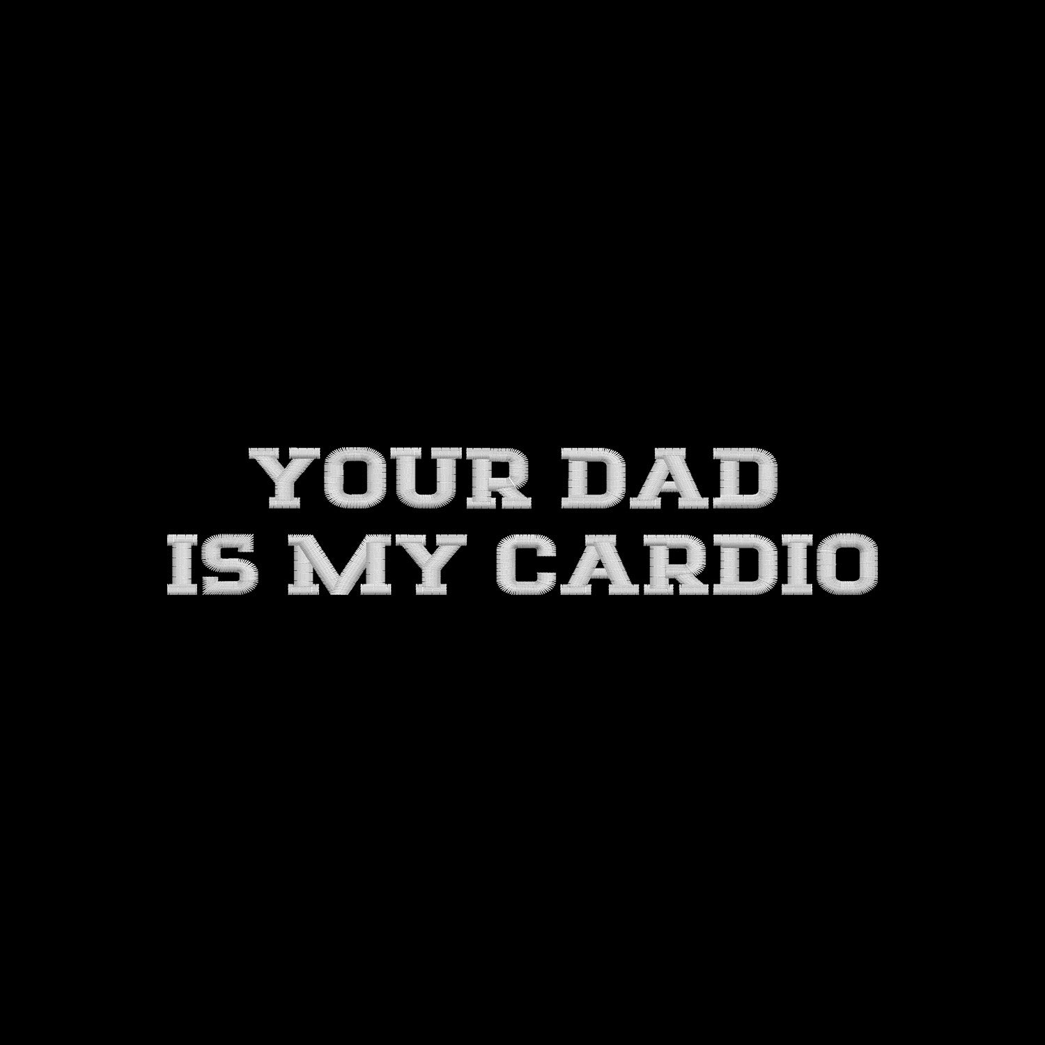 Koszulka z haftem "YOUR DAD IS MY CARDIO" – zadziorna, trwała i absolutnie kultowa Haft z radości - nadruki i haft na odzieży Warszawa