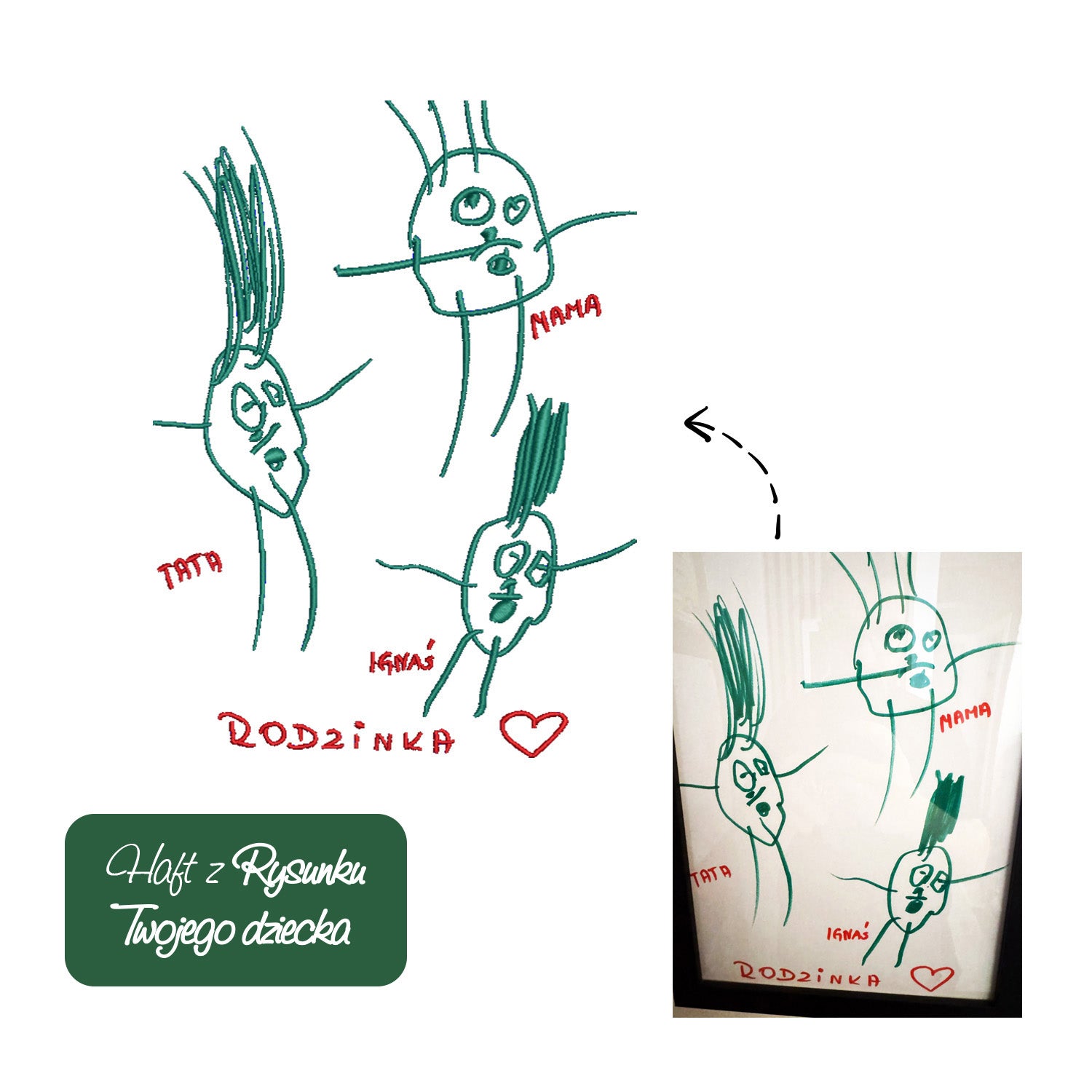 Dziecięca bluza z haftem z rysunku dziecka – personalizowana Haft z radości - nadruki i haft na odzieży Warszawa