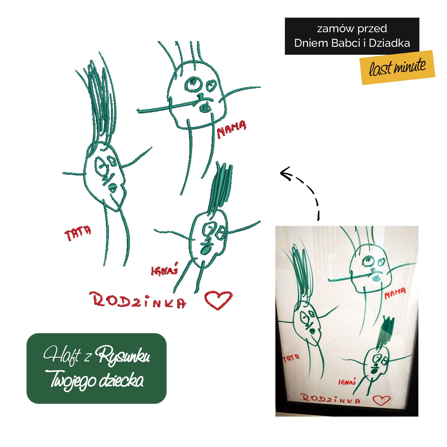 Bluza z haftem z rysunku Twojego dziecka – personalizowana odzież Haft z radości - nadruki i haft na odzieży Warszawa