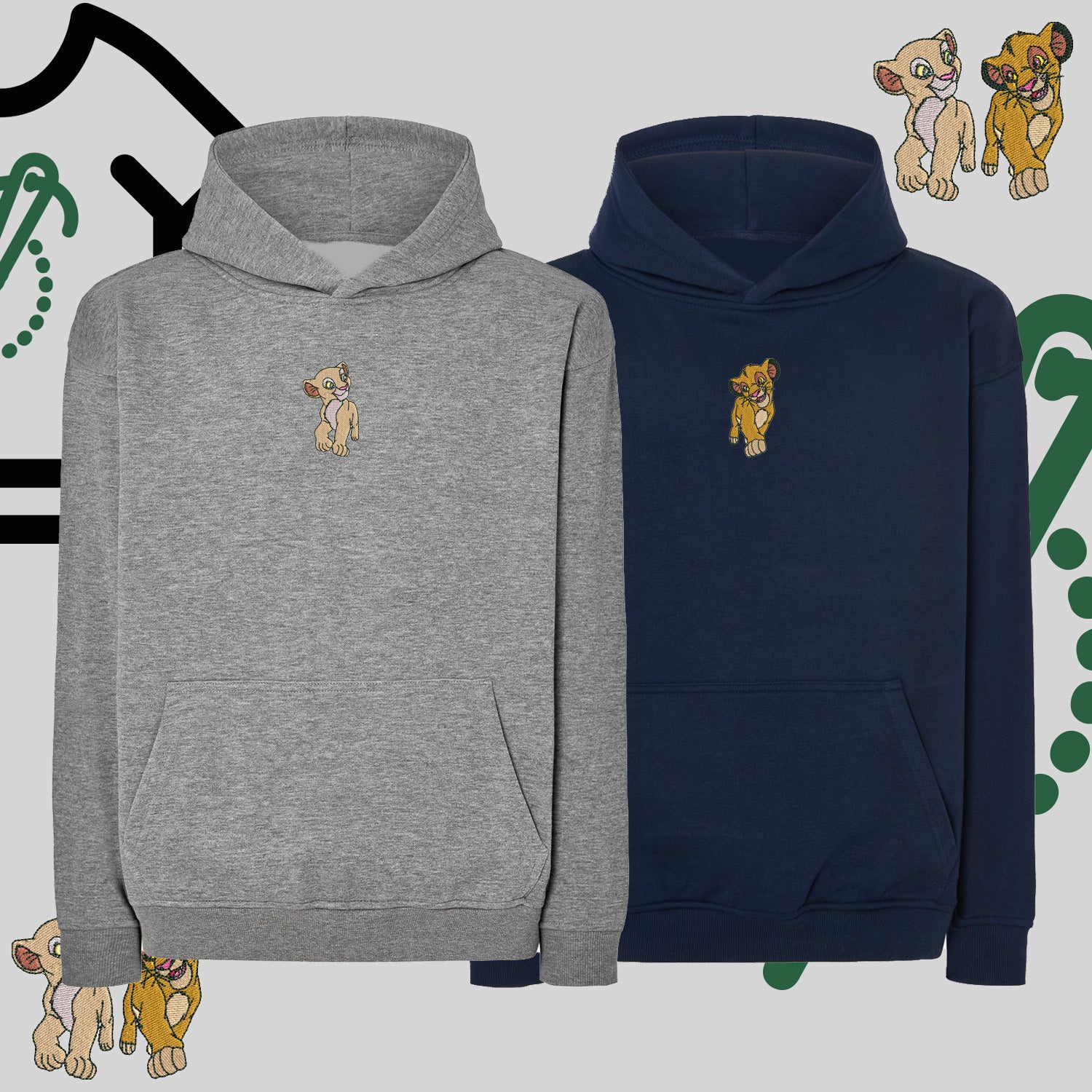 Zestaw 2 bluz oversize z haftem „Simba & Nala”  maczi & maczi