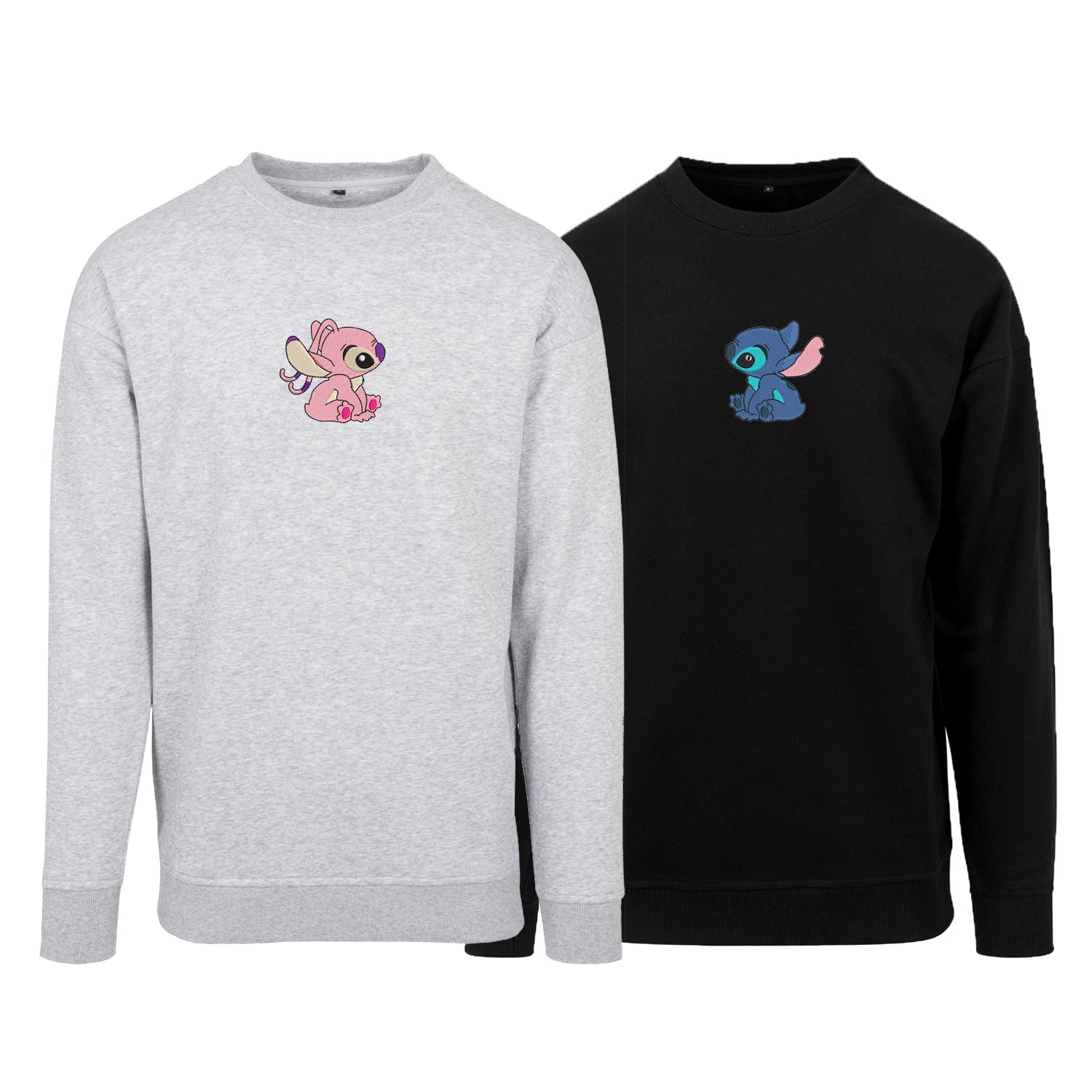 Zestaw 2 bluz bez kaptura z haftem „STITCH & ANGEL”  maczi & maczi – haft komputerowy, styl z przesłaniem