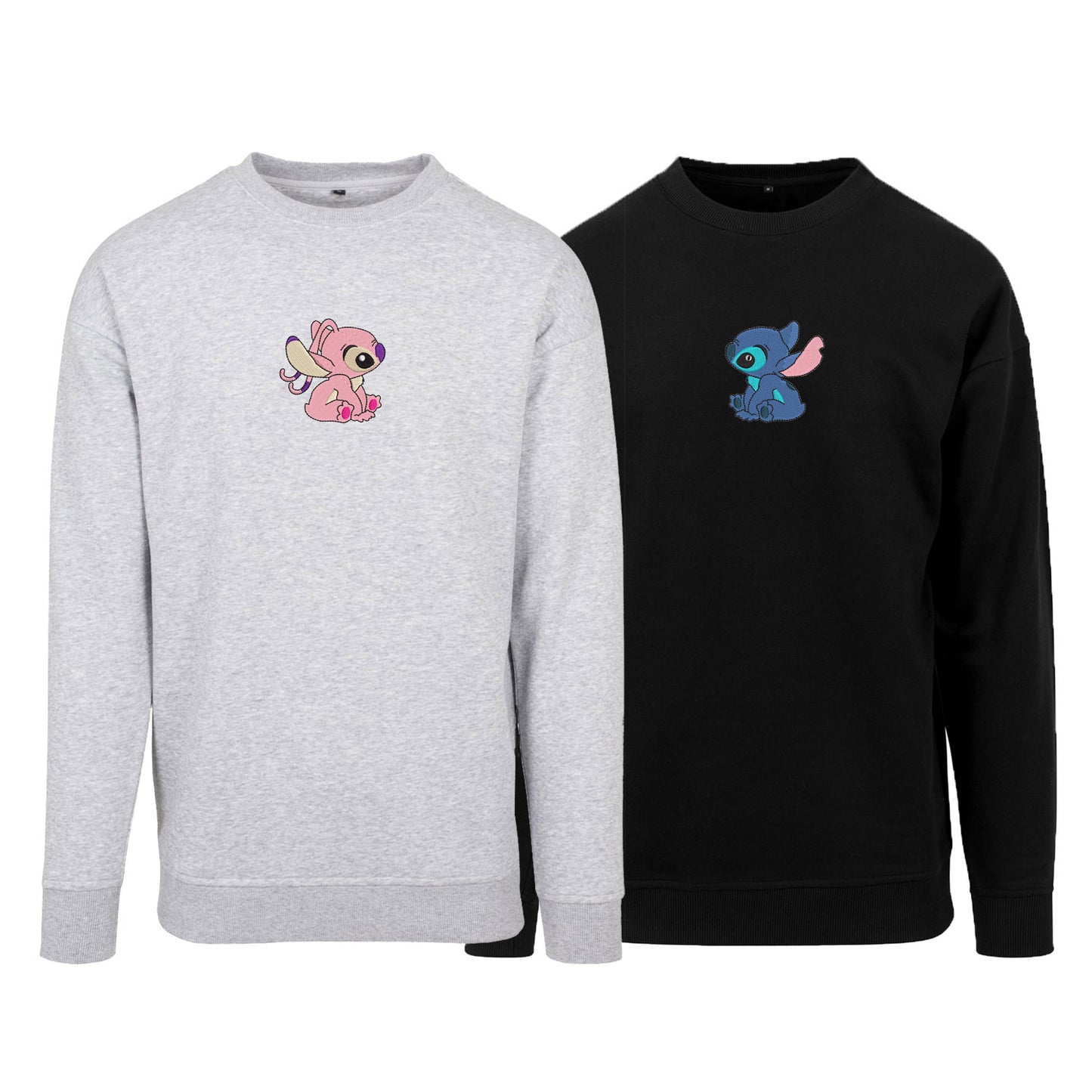 Zestaw 2 bluz bez kaptura z haftem „STITCH & ANGEL”  maczi & maczi – haft komputerowy, styl z przesłaniem