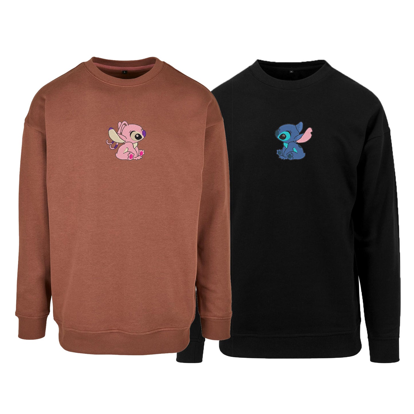 Zestaw 2 bluz bez kaptura z haftem „STITCH & ANGEL”  maczi & maczi – haft komputerowy, styl z przesłaniem