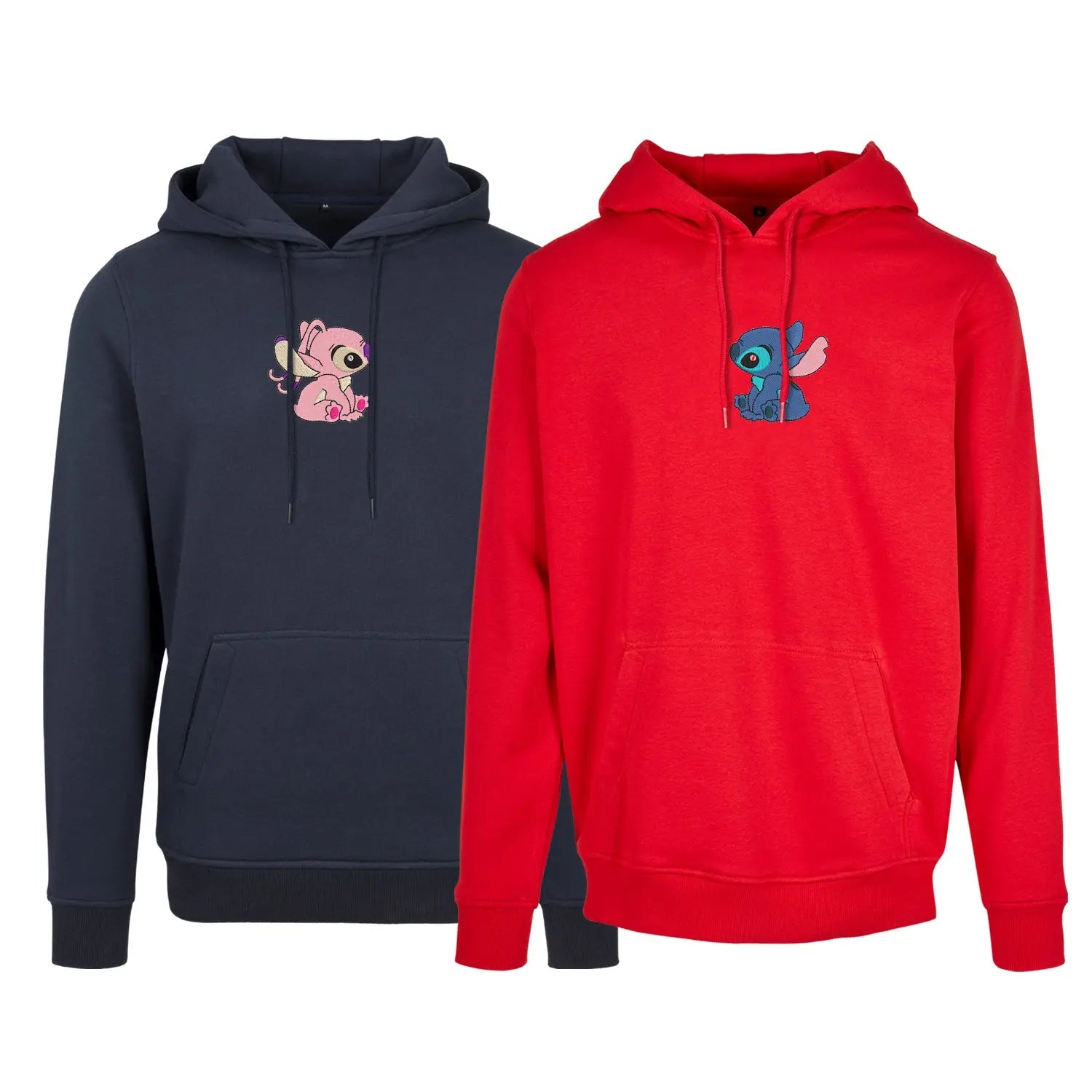 Zestaw 2 bluz z kapturem z haftem „STITCH & ANGEL”  maczi & maczi Haft z radości