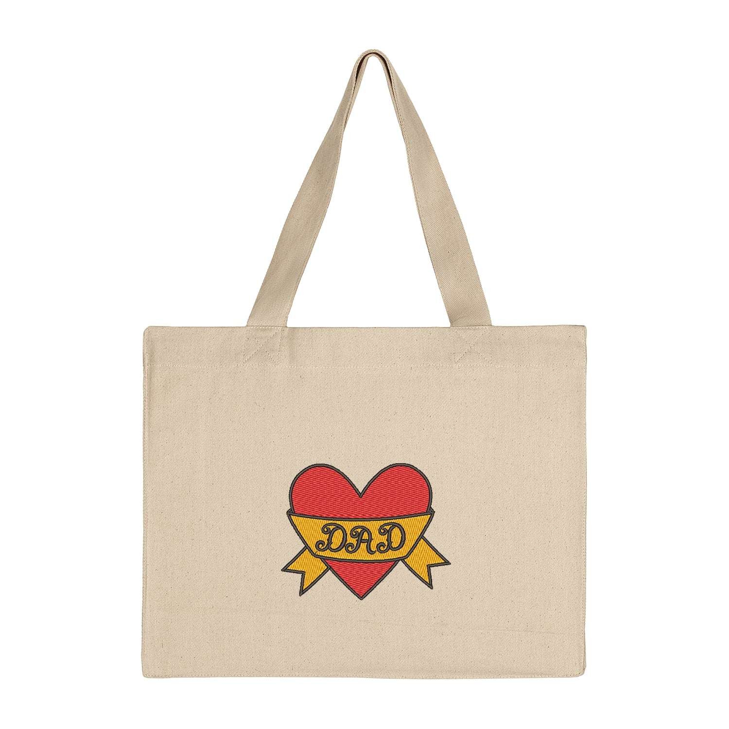 Torba bawełniana z haftem Dad Heart Tattoo – stylowy prezent dla taty z charakterem Haft z radości