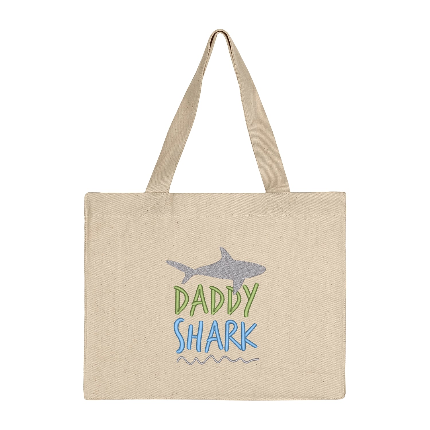 Torba bawełniana Daddy Shark – prezent dla taty z haftem komputerowym Haft z radości