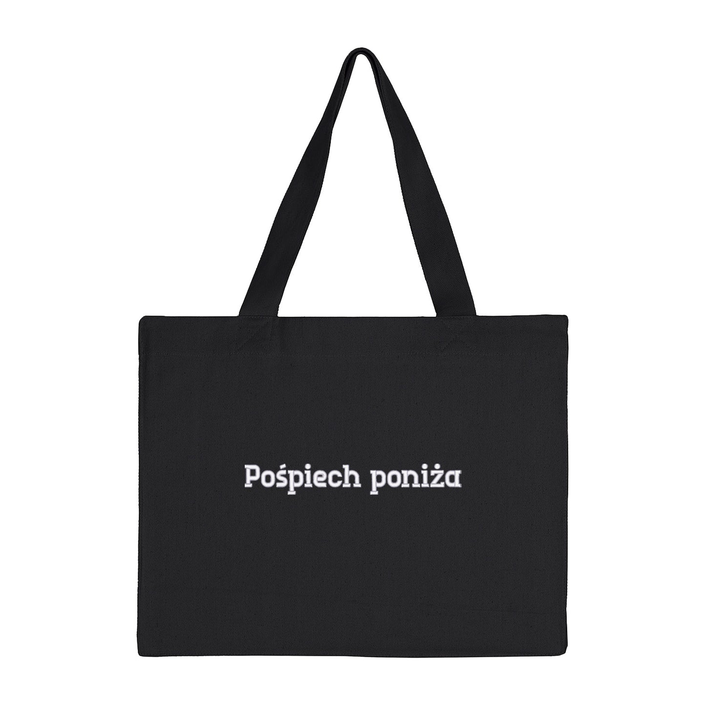 Torba bawełniana „Pośpiech poniża” – Haft 3D, Styl i Dystans do Życia