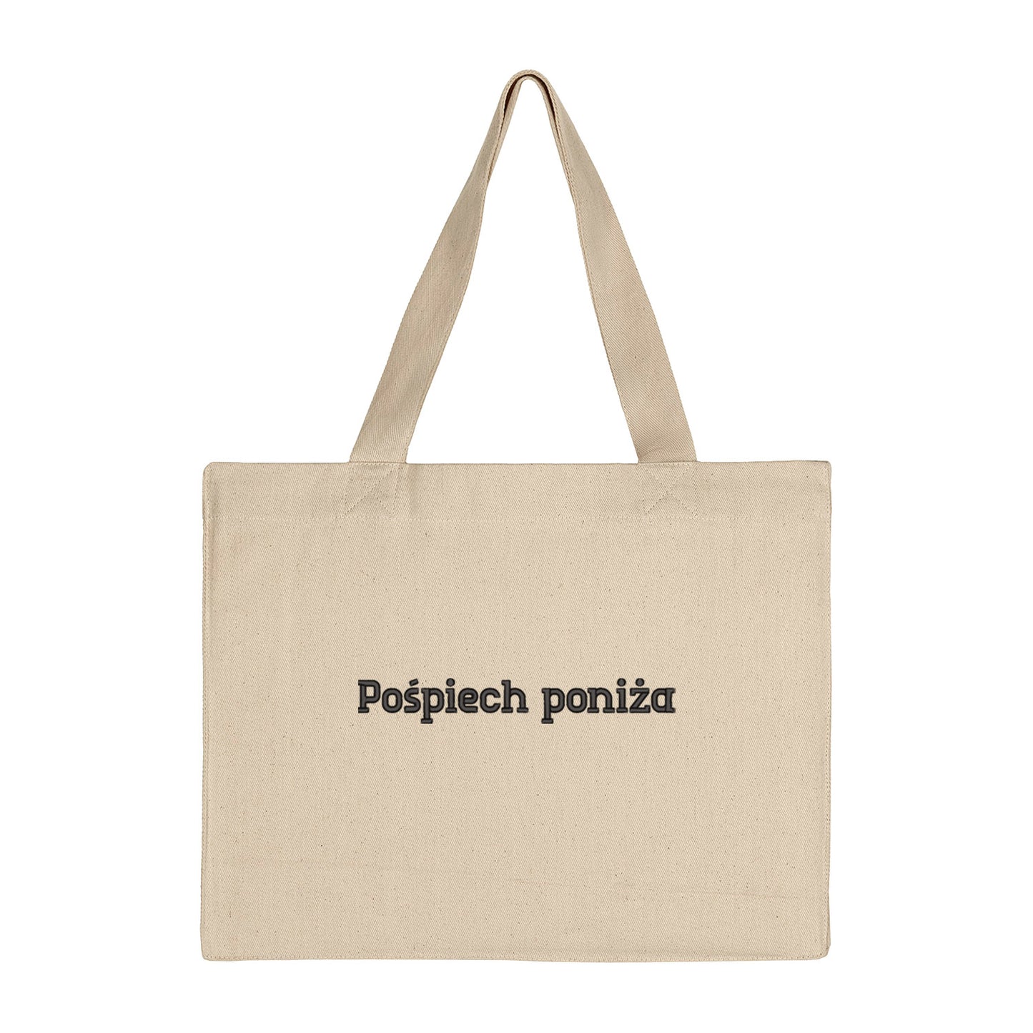 Torba bawełniana „Pośpiech poniża” – Haft 3D, Styl i Dystans do Życia