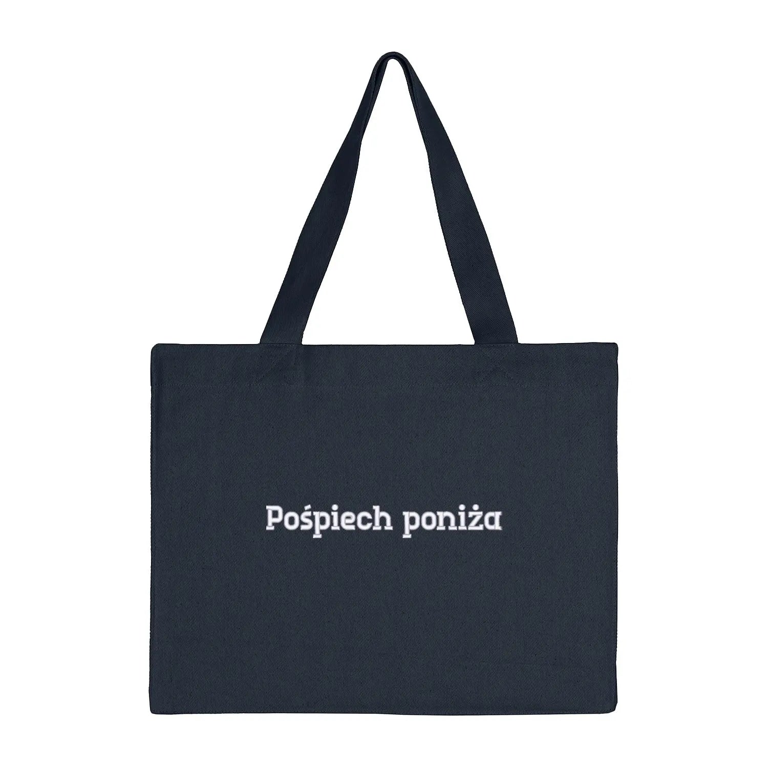 Torba bawełniana „Pośpiech poniża” – Haft 3D, Styl i Dystans do Życia Haft z radości