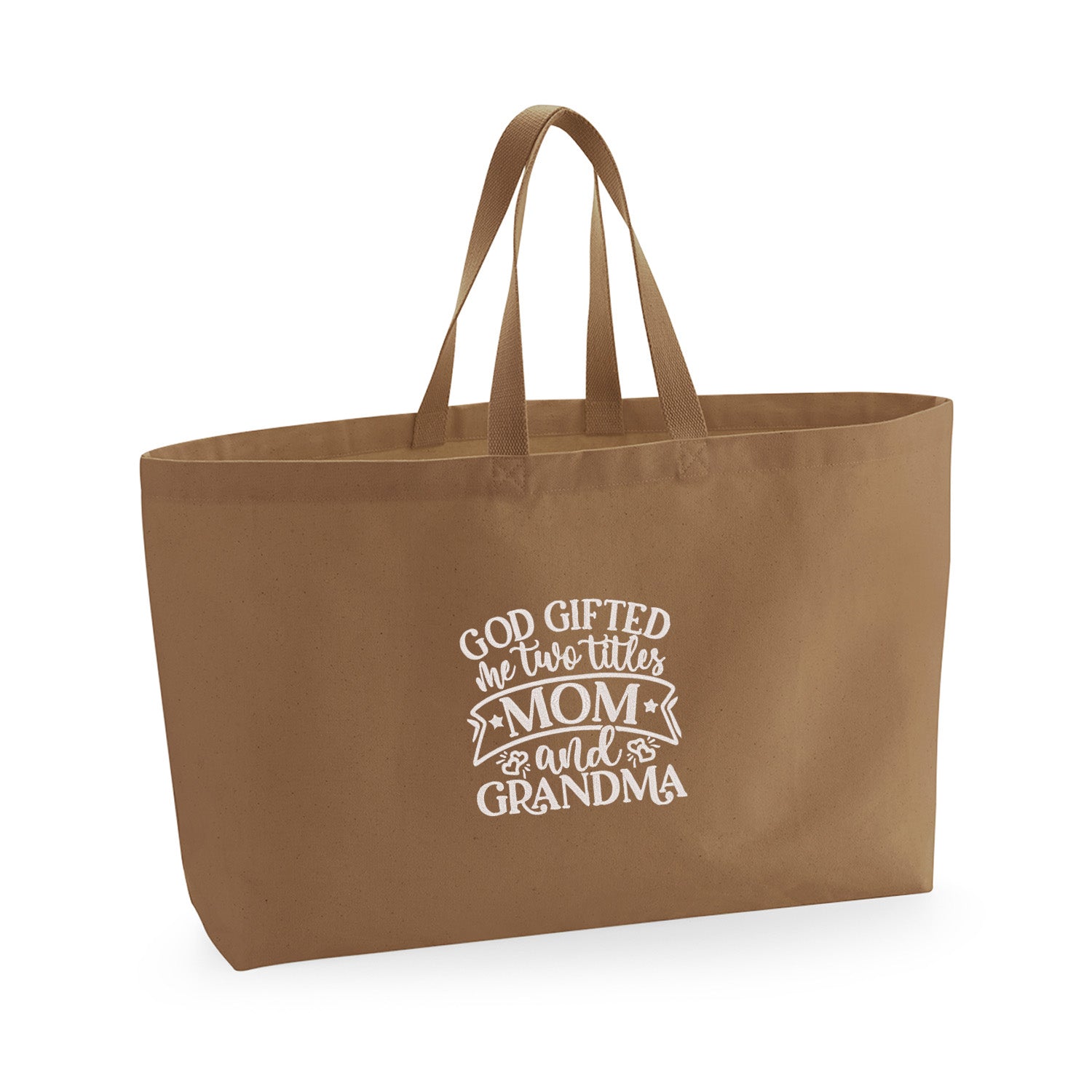 God Gifted Me Two Titles – haftowana torba Mom & Grandma Haft z radości