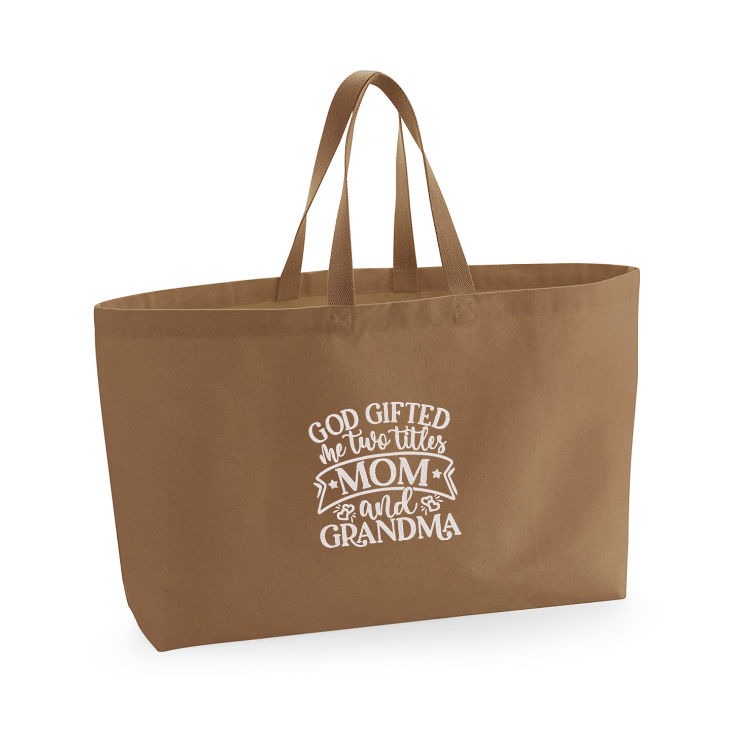 God Gifted Me Two Titles – haftowana torba Mom & Grandma Haft z radości