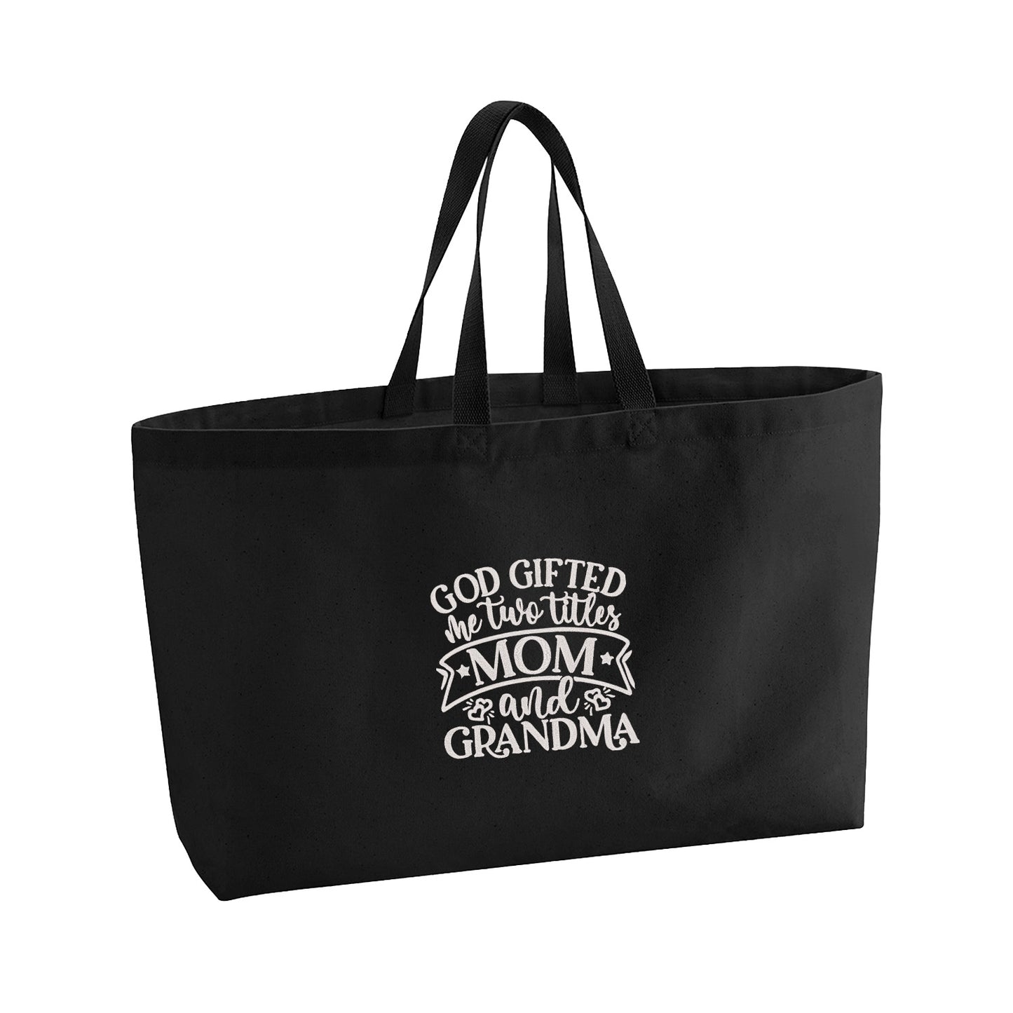 God Gifted Me Two Titles – haftowana torba Mom & Grandma Haft z radości