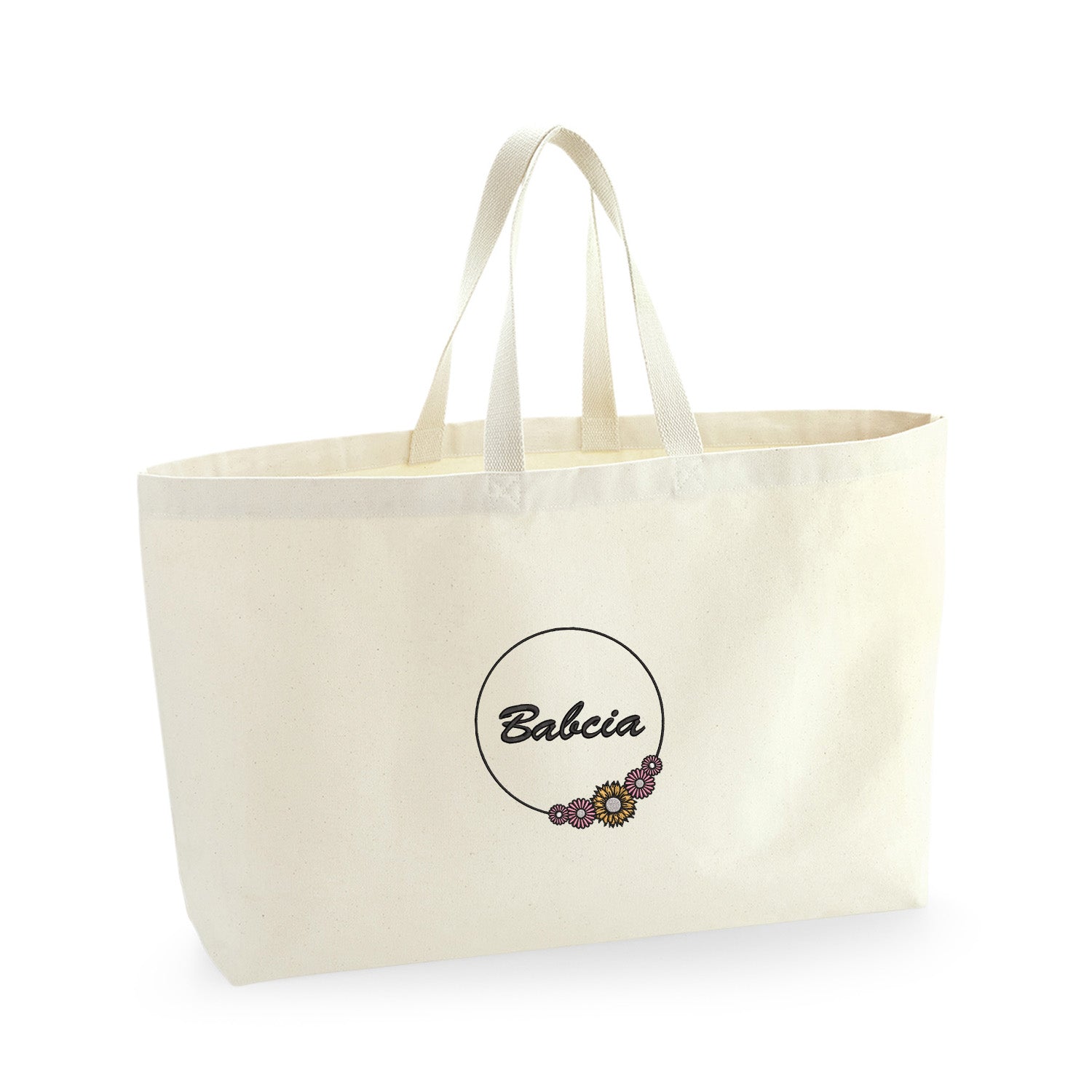 Babcia – haftowana torba z kwiatowym motywem dla Babci Haft z radości