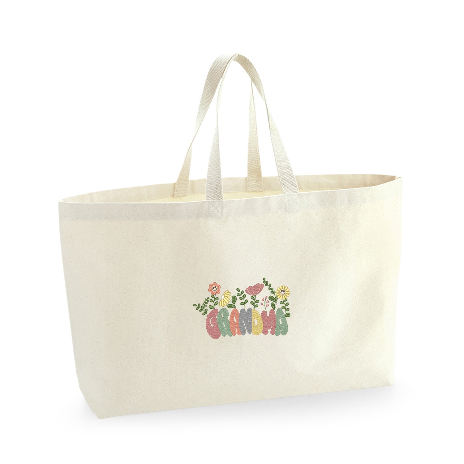 Groovy Grandma Flower – haftowana torba w stylu retro dla Babci Haft z radości