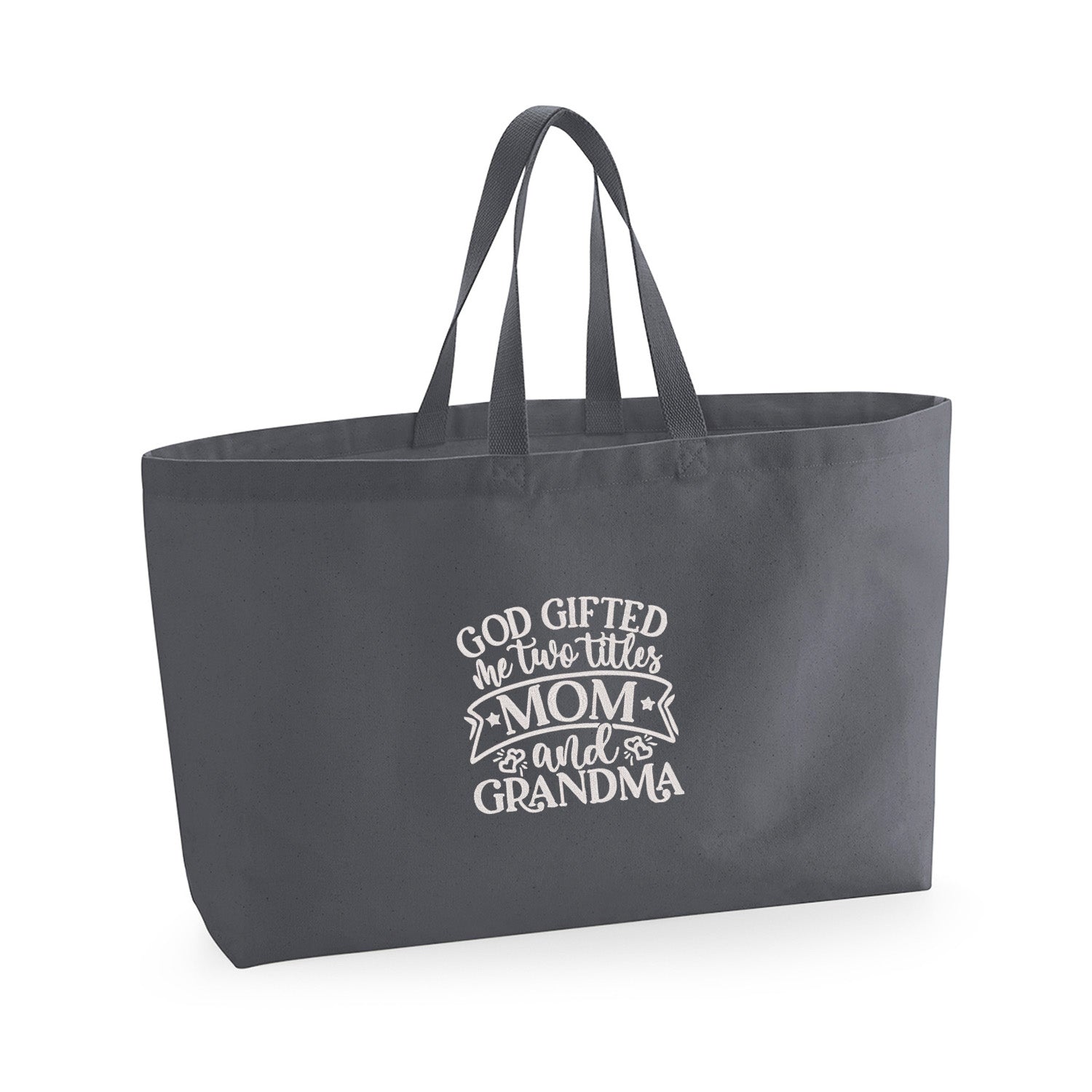 God Gifted Me Two Titles – haftowana torba Mom & Grandma Haft z radości