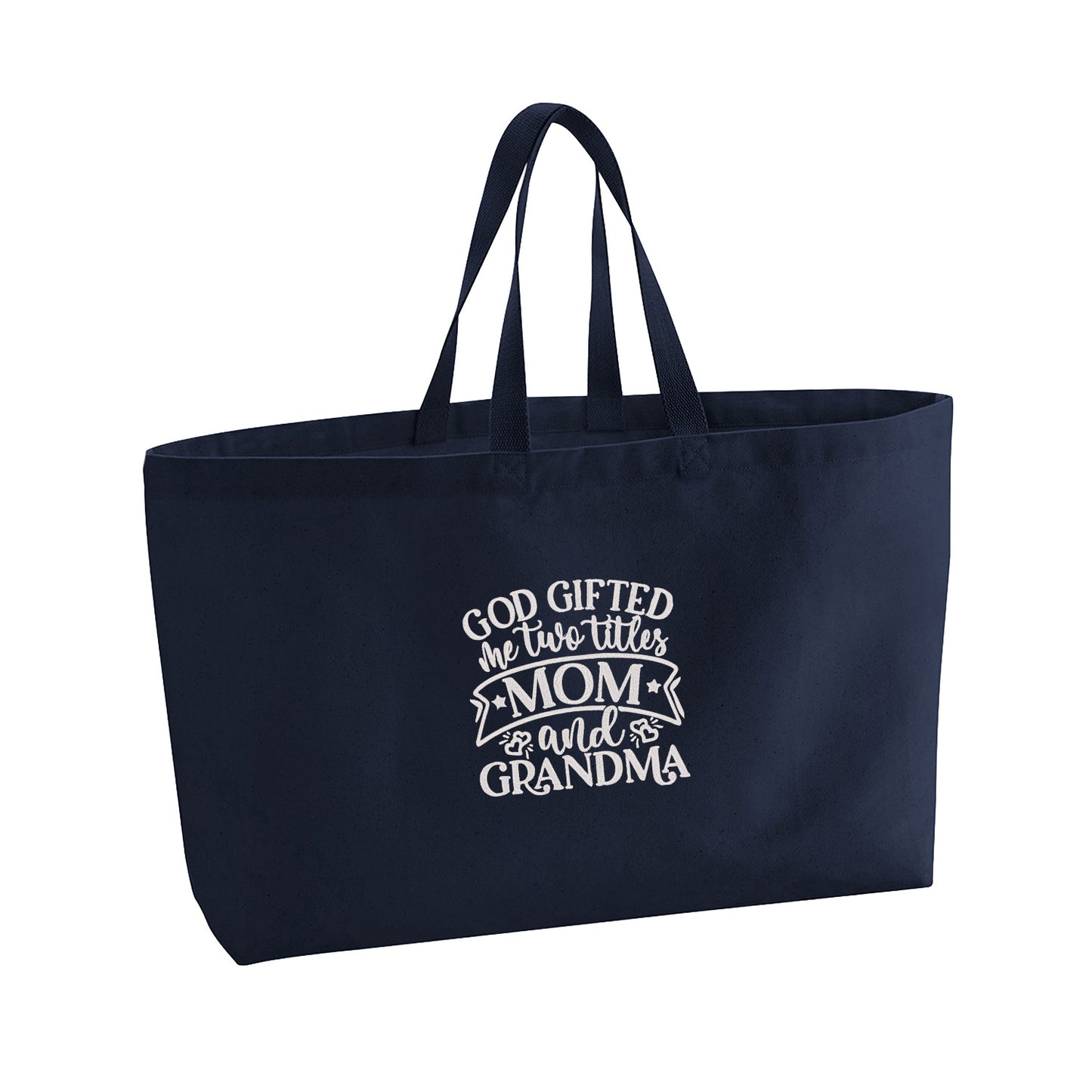 God Gifted Me Two Titles – haftowana torba Mom & Grandma Haft z radości