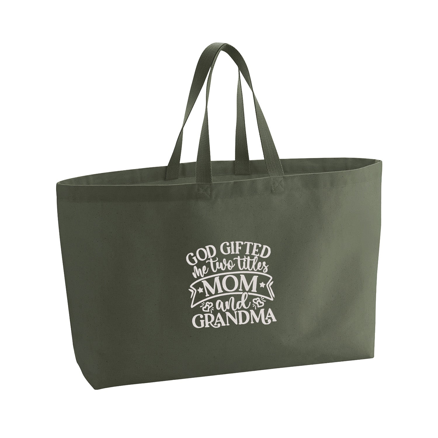 God Gifted Me Two Titles – haftowana torba Mom & Grandma Haft z radości