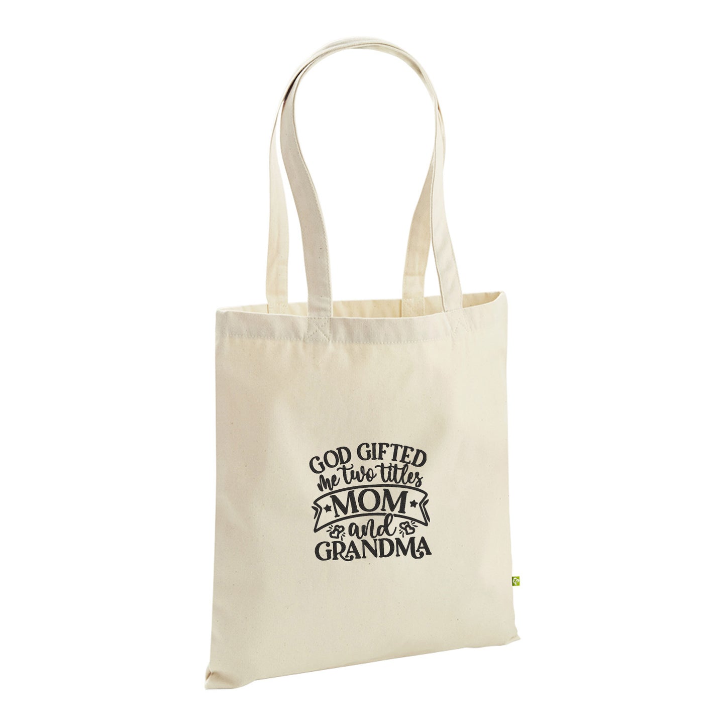 God Gifted Me Two Titles – haftowana torba Mom & Grandma Haft z radości