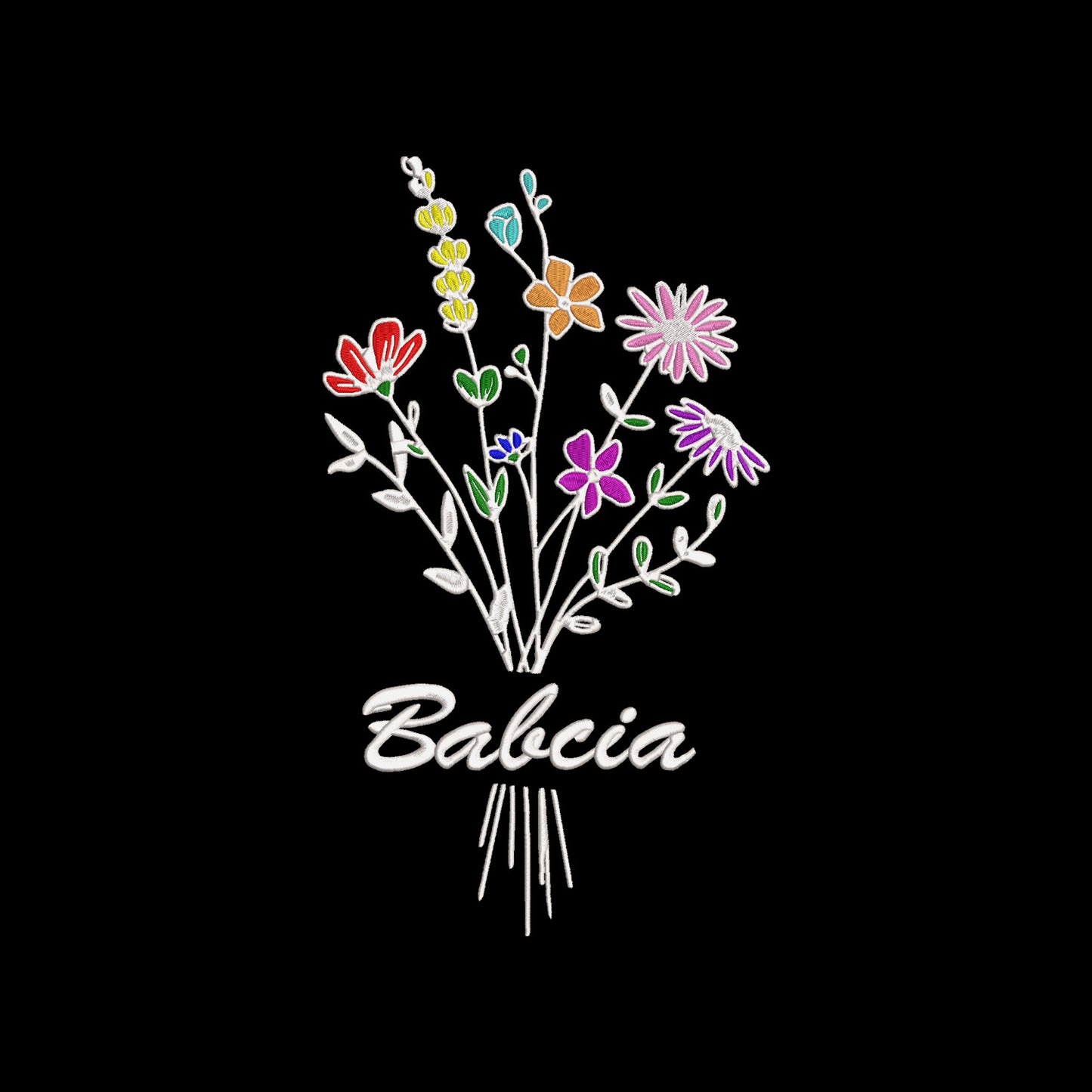 Fartuch kuchenny „Babcia” – haftowany bukiet kwiatów Haft z radości