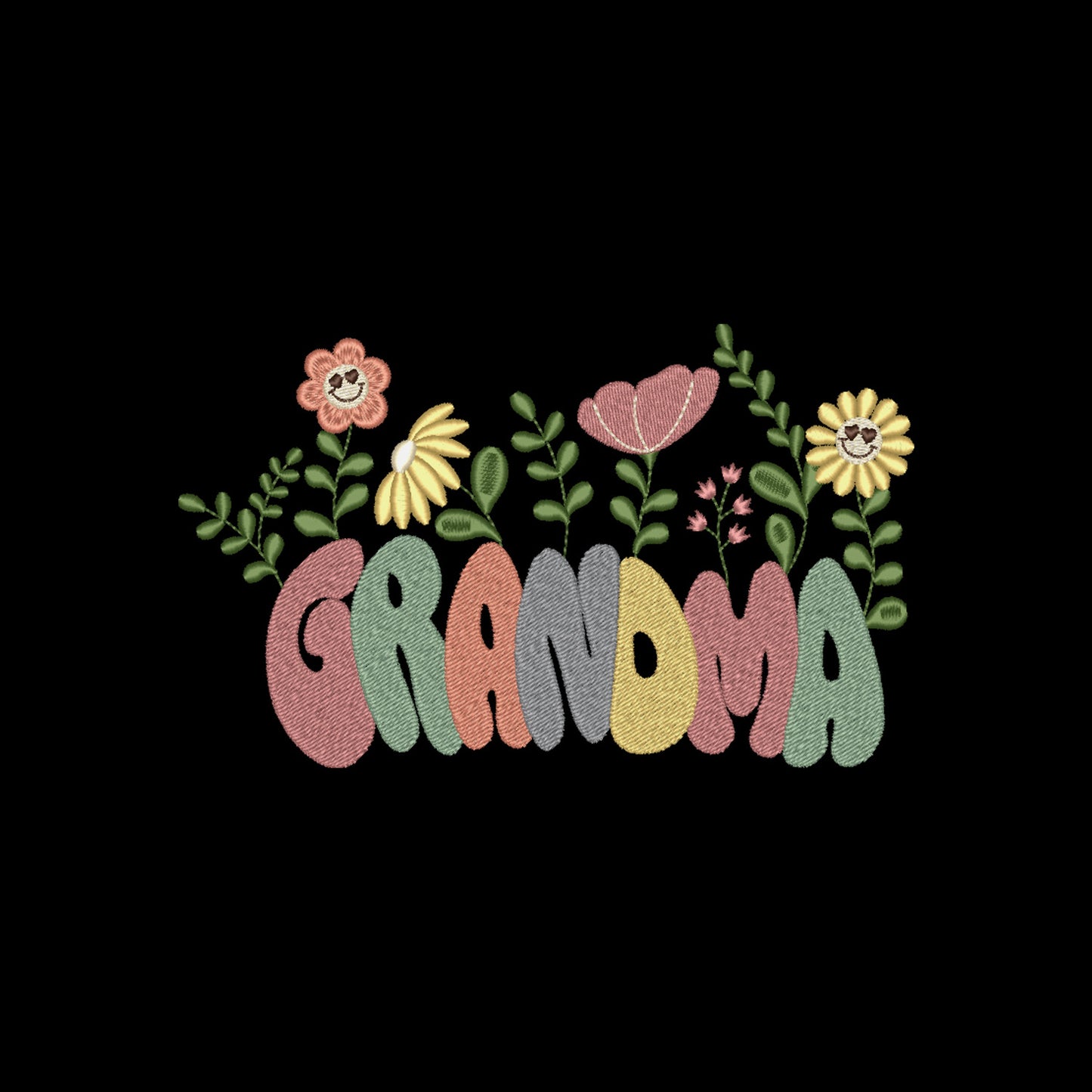Groovy Grandma Flower – haftowana torba w stylu retro dla Babci Haft z radości