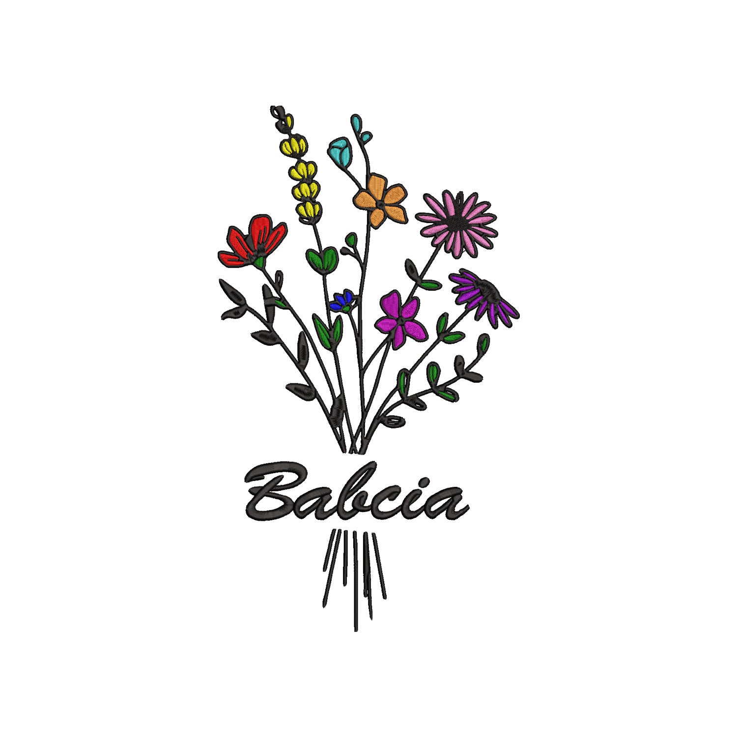 Fartuch kuchenny „Babcia” – haftowany bukiet kwiatów Haft z radości